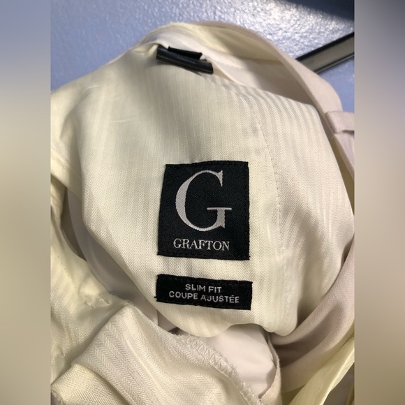 Grafton Tip Top Tailors Mens White Formal Suit Small Slim Fit Jacket/Pants - Picture 9 of 11